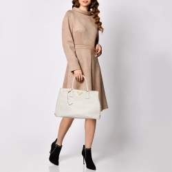 Pre Owned Prada Cream Saffiano Lux Leather Large Galleria Tote