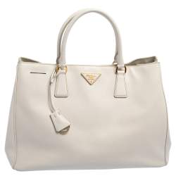 Pre Owned Prada Cream Saffiano Lux Leather Large Galleria Tote