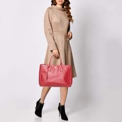 Pre Owned Prada Red Saffiano Lux Leather Large Gardener's Tote