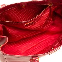 Pre Owned Prada Red Saffiano Lux Leather Large Gardener's Tote