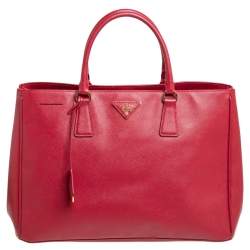 Pre Owned Prada Red Saffiano Lux Leather Large Gardener's Tote