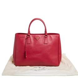 Pre Owned Prada Red Saffiano Lux Leather Large Gardener's Tote
