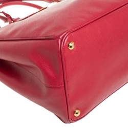 Pre Owned Prada Red Saffiano Lux Leather Large Gardener's Tote