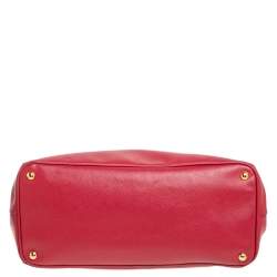 Pre Owned Prada Red Saffiano Lux Leather Large Gardener's Tote