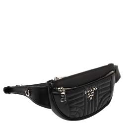 Pre Owned Prada Black Diagramme Leather Belt Bag
