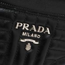 Pre Owned Prada Black Diagramme Leather Belt Bag