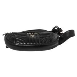 Pre Owned Prada Black Diagramme Leather Belt Bag