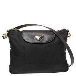 Pre Owned حقيبة كروس برادا نايلون توسيتو أسود وجلد