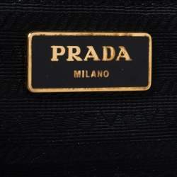 Pre Owned Prada Off White Floral Applique Patent Leather Medium Double Zip Tote