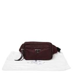 Pre Owned Prada Burgundy Nylon and Leather Belt Bag
