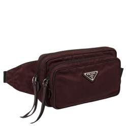 Pre Owned Prada Burgundy Nylon and Leather Belt Bag