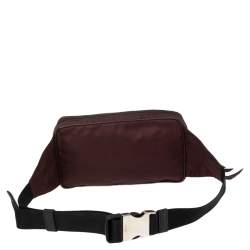 Pre Owned Prada Burgundy Nylon and Leather Belt Bag