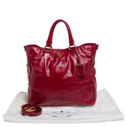 Pre Owned Prada Red Vitello Shine Leather Tote