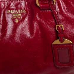 Pre Owned Prada Red Vitello Shine Leather Tote