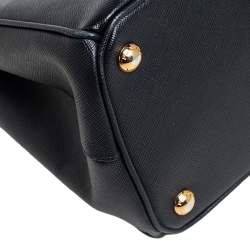 Pre Owned Prada Black Saffiano Lux Leather Small Galleria Tote