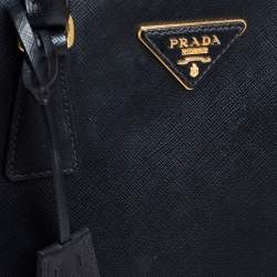 Pre Owned Prada Black Saffiano Lux Leather Small Galleria Tote