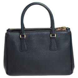Pre Owned Prada Black Saffiano Lux Leather Small Galleria Tote