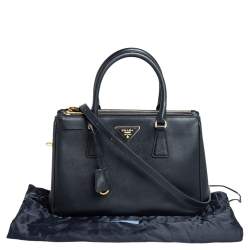 Pre Owned Prada Black Saffiano Lux Leather Small Galleria Tote