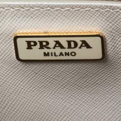 Pre Owned Prada White Saffiano Leather Mini Promenade Crossbody Bag