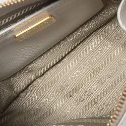 Pre Owned Prada White Saffiano Leather Mini Promenade Crossbody Bag