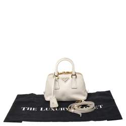 Pre Owned Prada White Saffiano Leather Mini Promenade Crossbody Bag