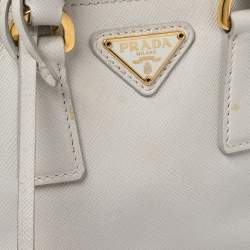 Pre Owned Prada White Saffiano Leather Mini Promenade Crossbody Bag