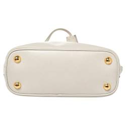 Pre Owned Prada White Saffiano Leather Mini Promenade Crossbody Bag