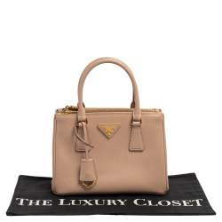 Pre Owned Prada Beige Saffinao Leather Mini Galleria Tote