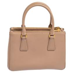 Pre Owned Prada Beige Saffinao Leather Mini Galleria Tote