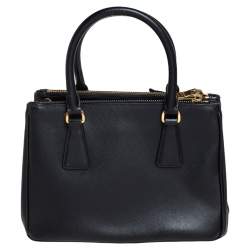 Pre Owned Prada Black Saffiano Lux Leather Mini Galleria Tote