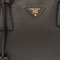 Pre Owned Prada Taupe Saffiano Lux Leather Zip Satchel