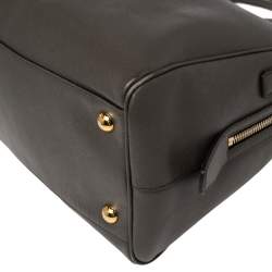 Pre Owned Prada Taupe Saffiano Lux Leather Zip Satchel