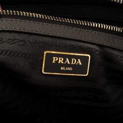 Pre Owned Prada Taupe Saffiano Lux Leather Zip Satchel
