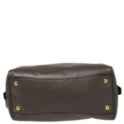 Pre Owned Prada Taupe Saffiano Lux Leather Zip Satchel