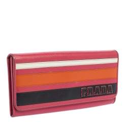 Prada Multicolor Saffiano Lux Leather Flap Continental Wallet