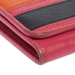 Prada Multicolor Saffiano Lux Leather Flap Continental Wallet