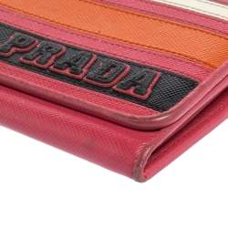 Prada Multicolor Saffiano Lux Leather Flap Continental Wallet