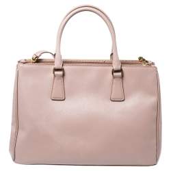 Pre Owned Prada Dusty Pink Saffiano Lux Leather Medium Galleria Tote