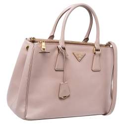 Pre Owned Prada Dusty Pink Saffiano Lux Leather Medium Galleria Tote