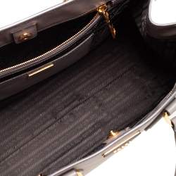 Pre Owned Prada Dark Beige/White Saffiano Lux Leather Tote