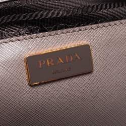 Pre Owned Prada Dark Beige/White Saffiano Lux Leather Tote