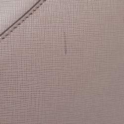 Pre Owned Prada Dark Beige/White Saffiano Lux Leather Tote