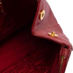 Pre Owned Prada Red Saffiano Leather Large Galleria Double Zip Tote