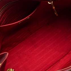 Pre Owned Prada Red Saffiano Leather Large Galleria Double Zip Tote