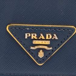 Prada Blue Saffiano Leather Flap Continental Wallet