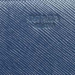 Prada Blue Saffiano Leather Flap Continental Wallet