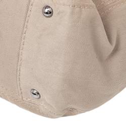 Pre Owned Prada Beige Canvas And Crocodile Leather Turnlock Shoulder Bag