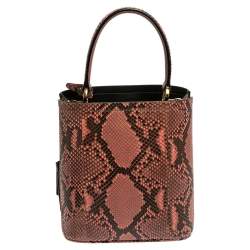 Pre Owned Prada Pink Python Small Panier Top Handle Bag