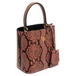 Pre Owned Prada Pink Python Small Panier Top Handle Bag