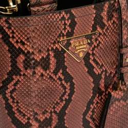 Pre Owned Prada Pink Python Small Panier Top Handle Bag